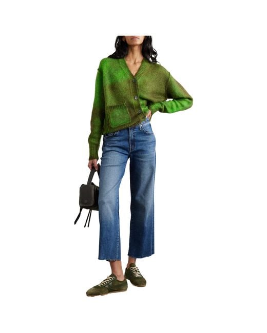Mother Blue Mid-Rise Straight-Leg Jeans