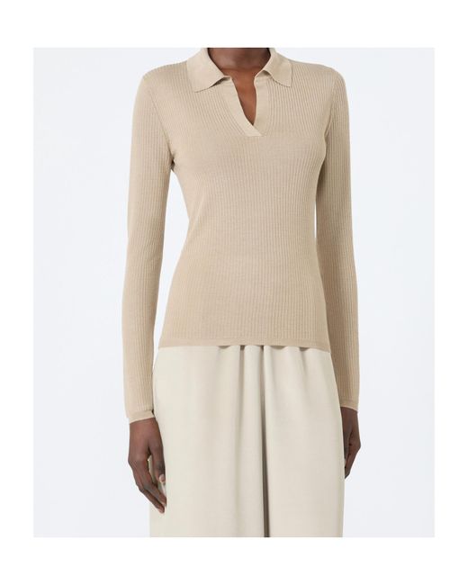 Max Mara Natural Ribbed-Knit Top