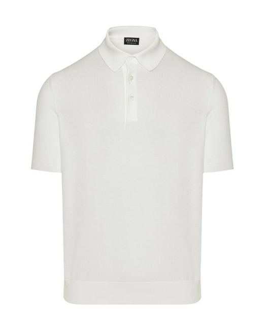 Zegna White Short Sleeved Polo Shirt for men