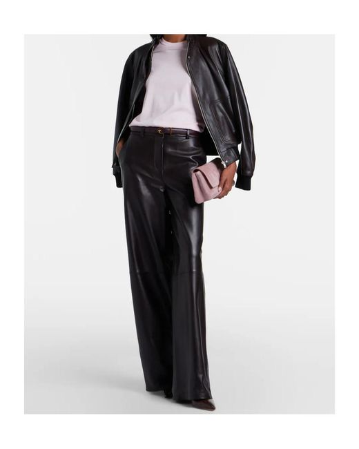 Nour Hammour Black Coda Leather Wide-Leg Pants