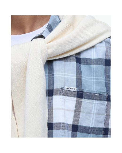 Barbour Blue Plaid Short-Sleeved Shirt for men