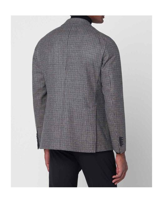 Tagliatore Gray Houndstooth Patterned Single-Breasted Blazer for men