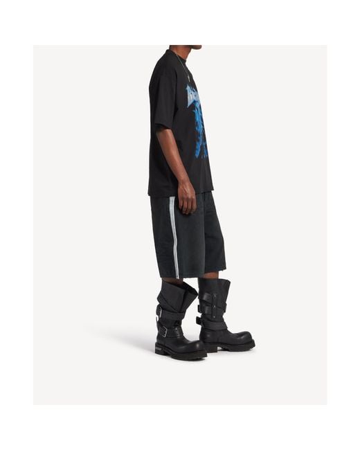 Balenciaga Black Cotton Paris Thunderstorm T-Shirt for men