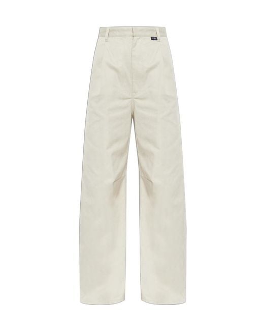 MM6 by Maison Margiela White Wide-Leg Logo Patch Trousers