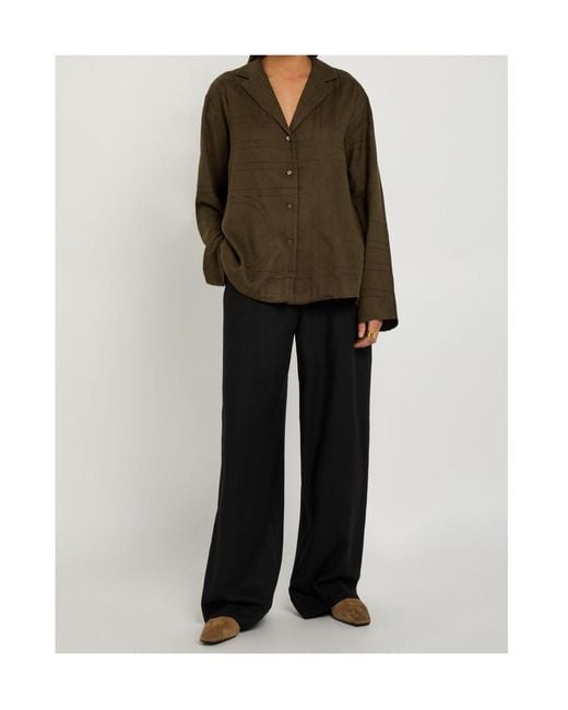 Totême Brown Monogram Flannel Pyjama Top
