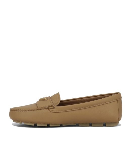 Prada Brown Buckskin-Print Embossed Driving Shoes