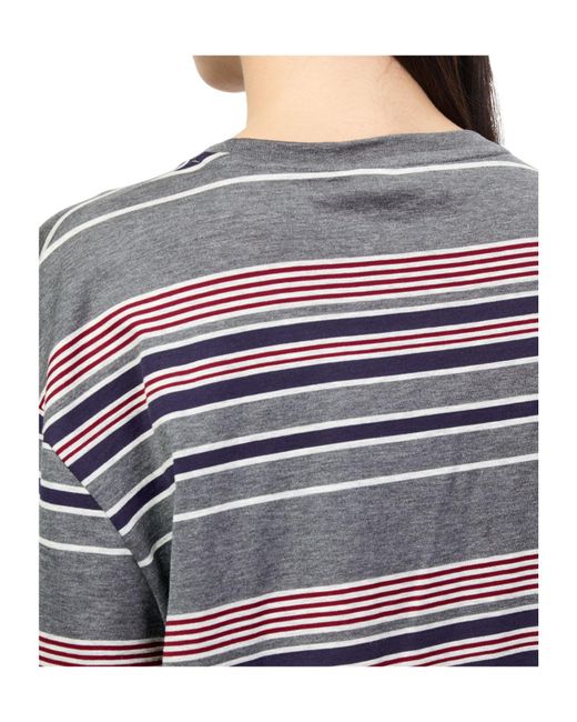 Miu Miu Blue Long-Sleeved Striped T-Shirt