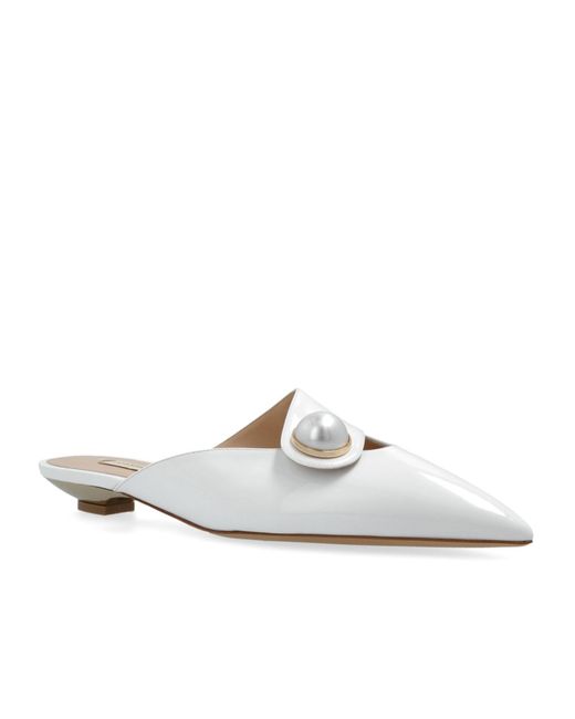 Casadei White Blade Pointed Toe Mules
