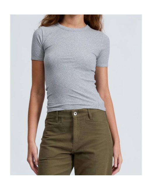 Rag & Bone Gray Essential Ribbed Crewneck T-Shirt