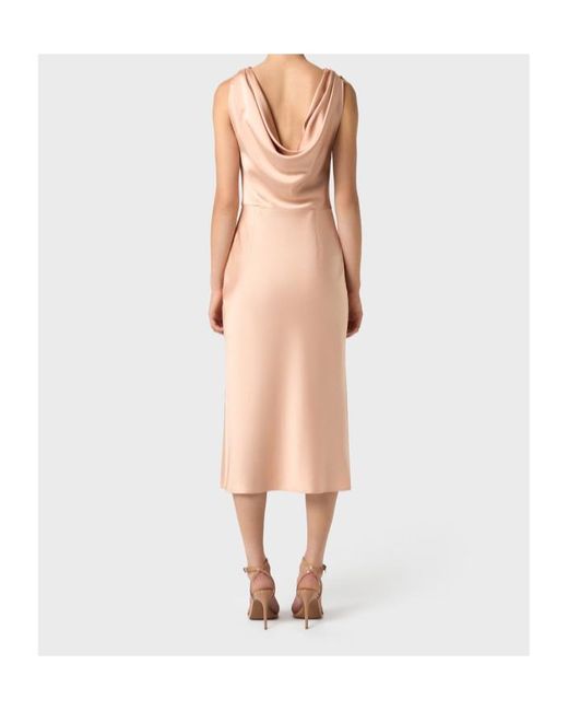 Blumarine Natural Draped Neck Midi Dress