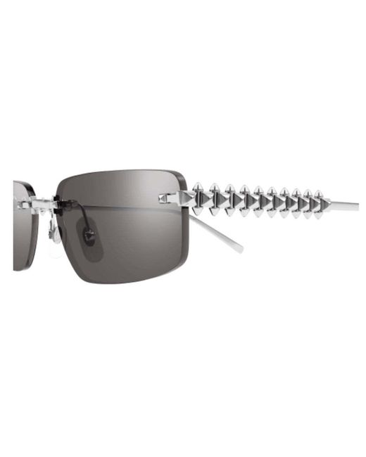 Cartier White Rectangular Rimless Sunglasses