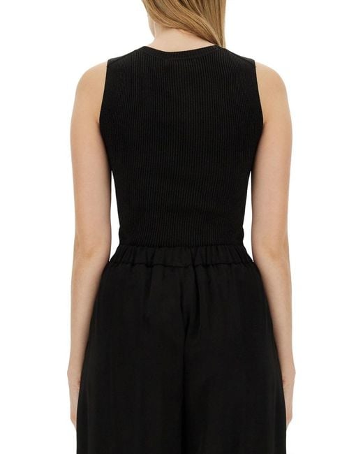 Fabiana Filippi Black Crewneck Ribbed Tank Top