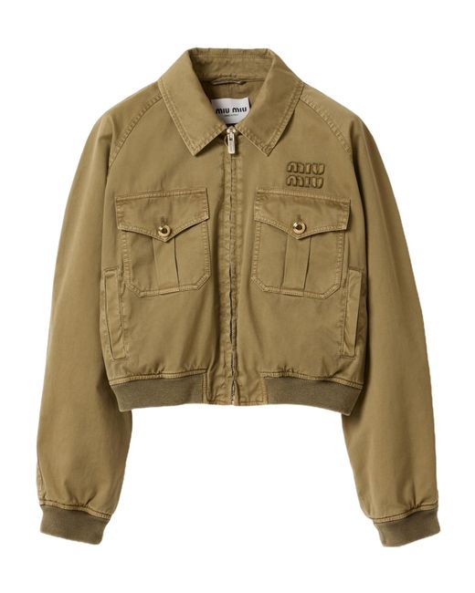Miu Miu Brown Cotton Bomber Jacket