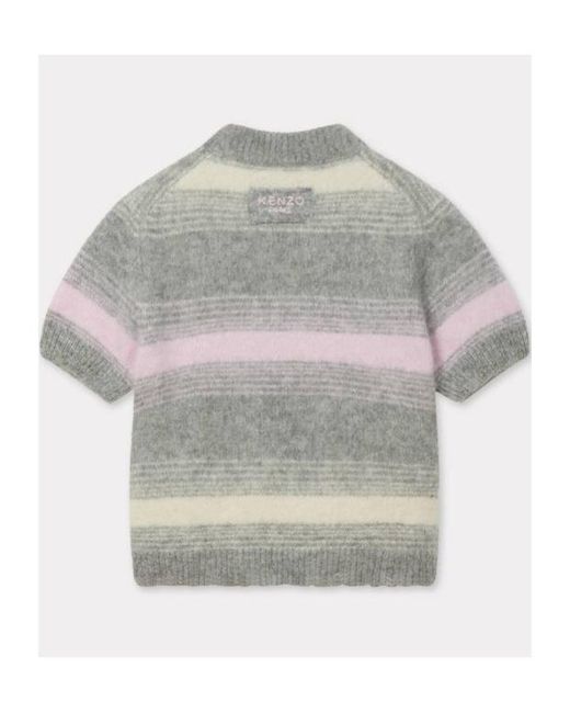 KENZO Gray Speed Stripe' Hairy Knitted Top