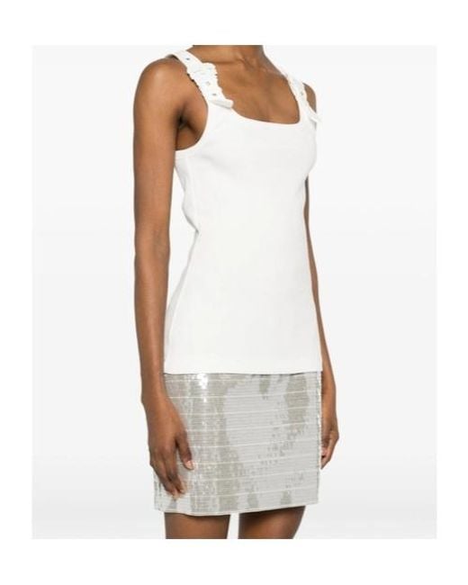 Versace White Buckle-Strap Top
