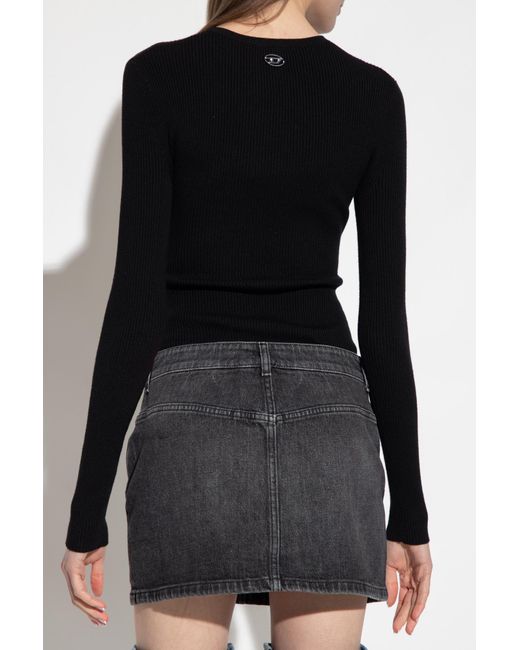 DIESEL Black Peris Cut-Out Ribbed-Knit Top