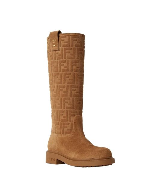 Fendi Brown Filo Ff Motif Boots