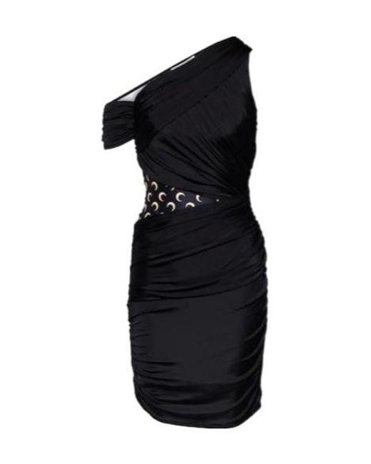MARINE SERRE Black Ruffled Knitted Mini Dress