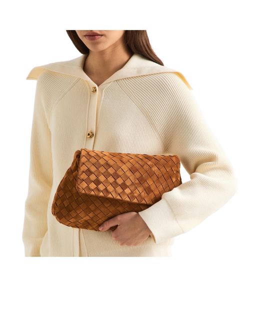 Bottega Veneta Brown Suede Woven Crossbody Bag
