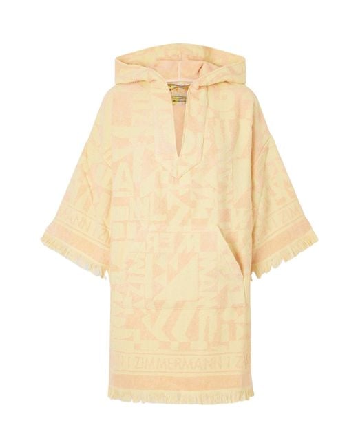 Zimmermann Natural Hooded Tassel Jacquard Knit Dress