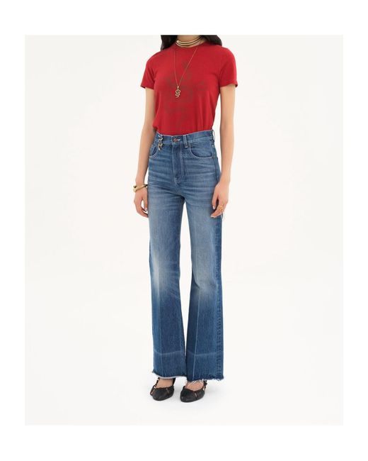Chloé Red Chloé Snake Printed Crewneck T-Shirt