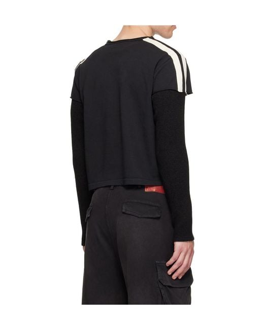 424 Black Distressed Crew Neck T-Shirt for men