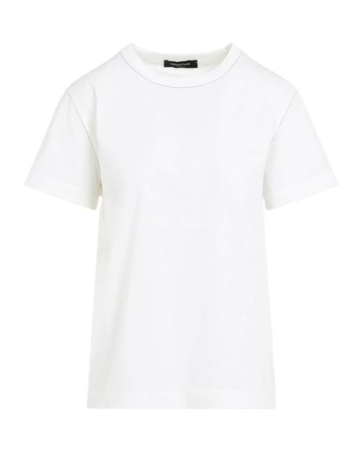 Fabiana Filippi White Filo Diamante Detailed Short Sleeved Basic T-Shirt