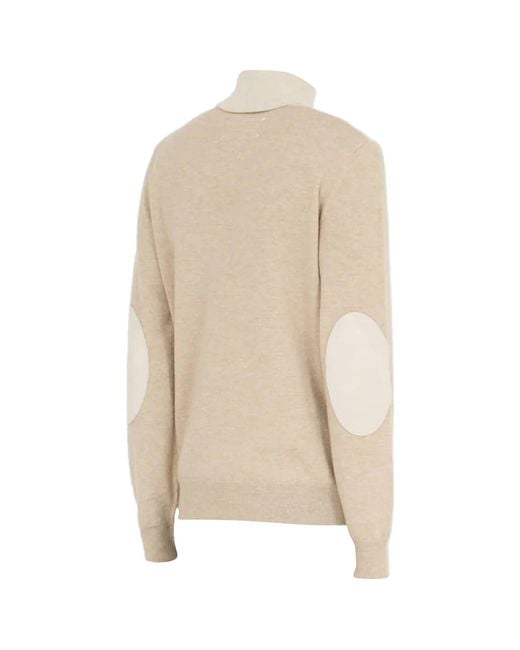 Maison Margiela White Two-Toned Turtleneck Knitted Jumper