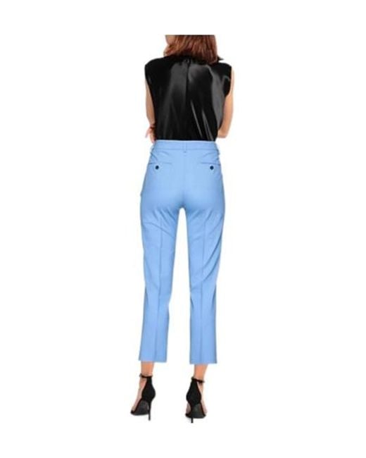 Weekend by Maxmara Blue Solid-Colored Wool Trousers