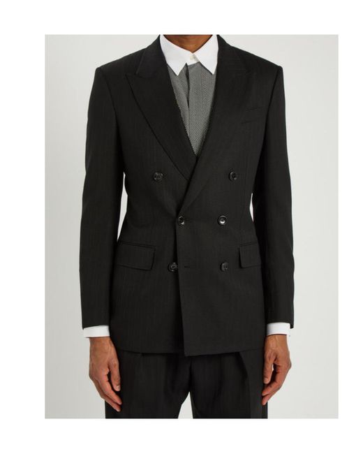 Tom Ford Black Striped Wool Blazer for men
