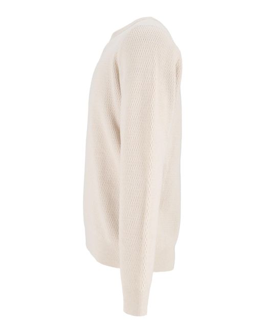 Peserico White Crew-Neck Long-Sleeve Knit Top for men