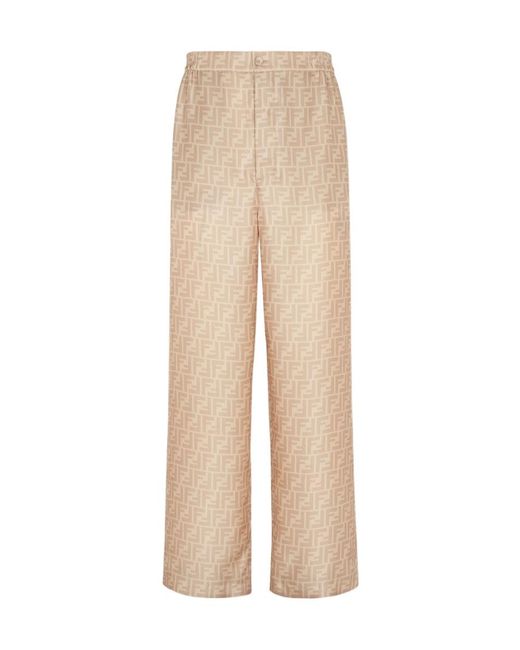 Fendi Natural Ff Silk Pants for men