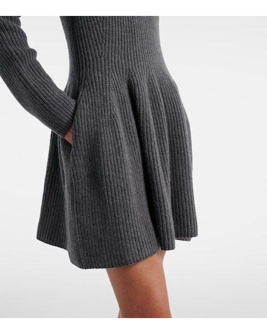 Magda Butrym Black Ribbed-Knit Cashmere Minidress