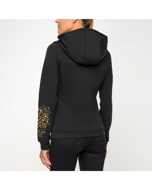 EA7 Black Logo Printed Hooded Sweater