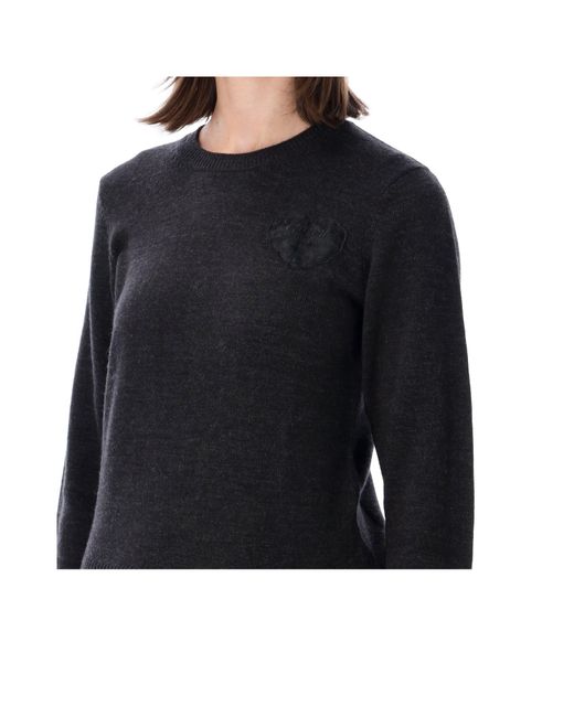Ganni Black Crew Neck Long-Sleeved Knitwear