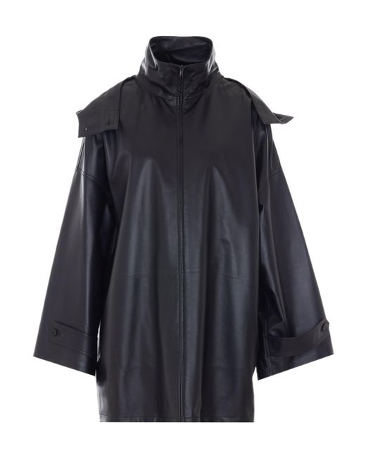The Row Blue Cassandre Leather Coat