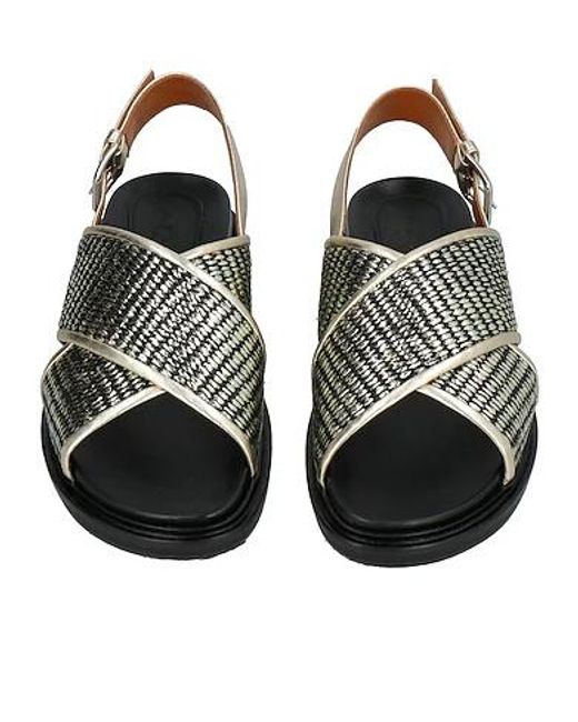 Marni Brown Two-Tone Backless Sandals