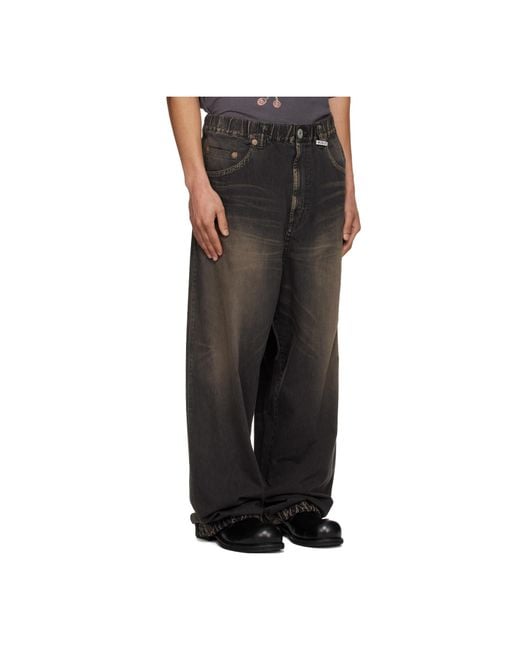 Maison Mihara Yasuhiro Black Drawstring Wide Jeans for men