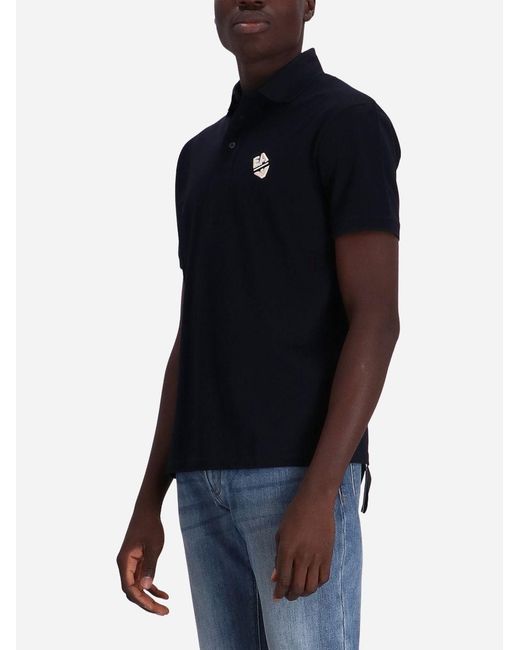 Emporio Armani Black Logo-Appliqué Jersey Polo Shirt for men
