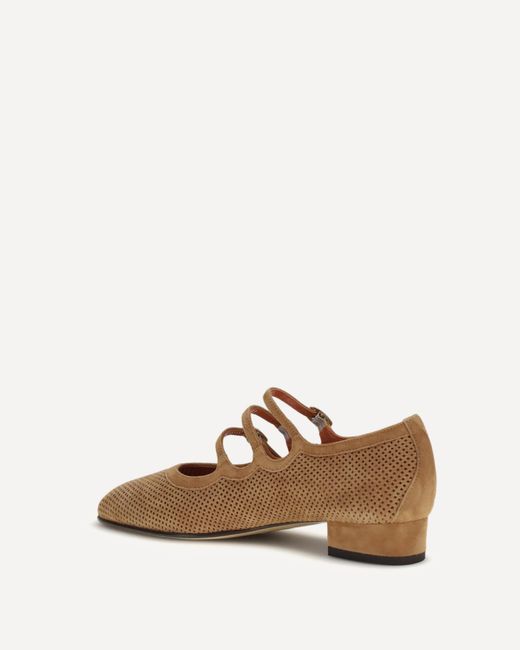 CAREL PARIS Brown Triple-Strap Perforated Pumps