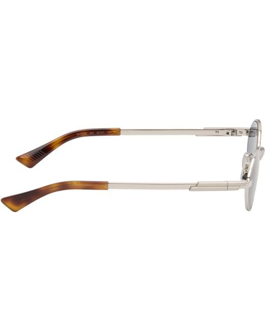 Bottega Veneta White Eyewear Oval Frame Sunglasses for men