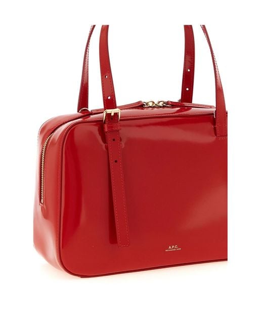 A.P.C. Red Zipped Top Handle Tote Bag