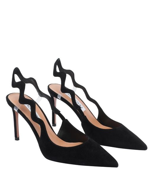 Aquazzura Black Pointed-Toe Slingback Pumps