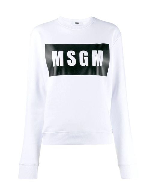 MSGM White Logo Print Casual Sweater
