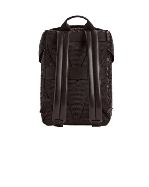 Bottega Veneta Black Intrecciato Flap Backpack for men