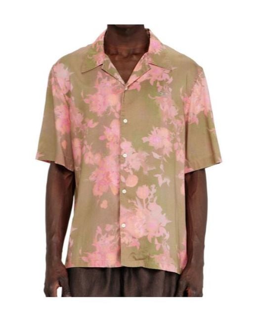DIESEL Pink Floral Bowling-Style Shirt for men