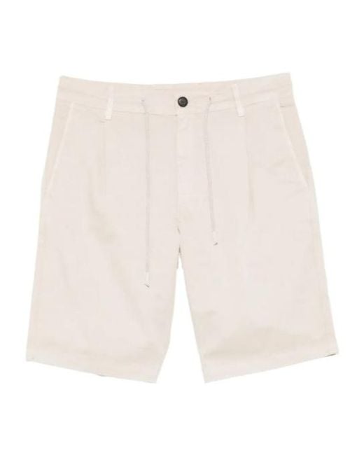 Eleventy White Drawstring Pleated-Front Shorts for men
