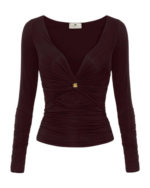Elisabetta Franchi Purple Long-Sleeved Jersey Top