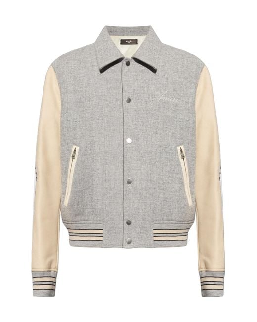 Amiri Gray Logo Embroidered Bones Jacket for men