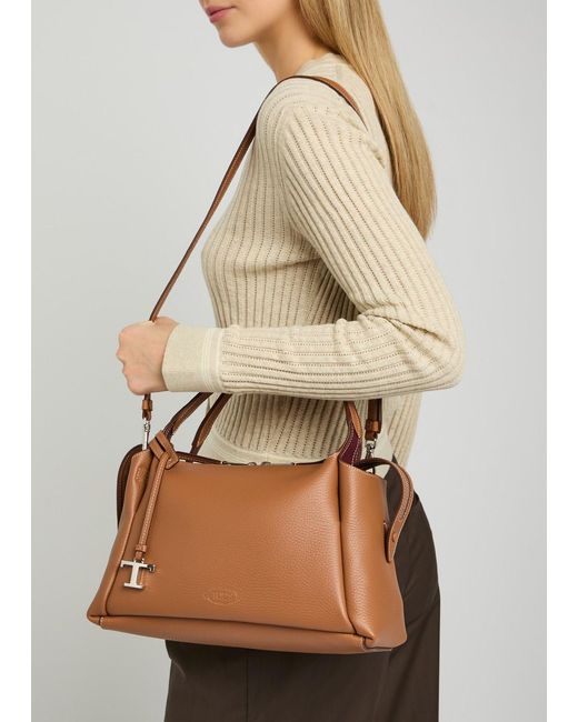 Tod's Brown Grained Leather Top Handle Bag